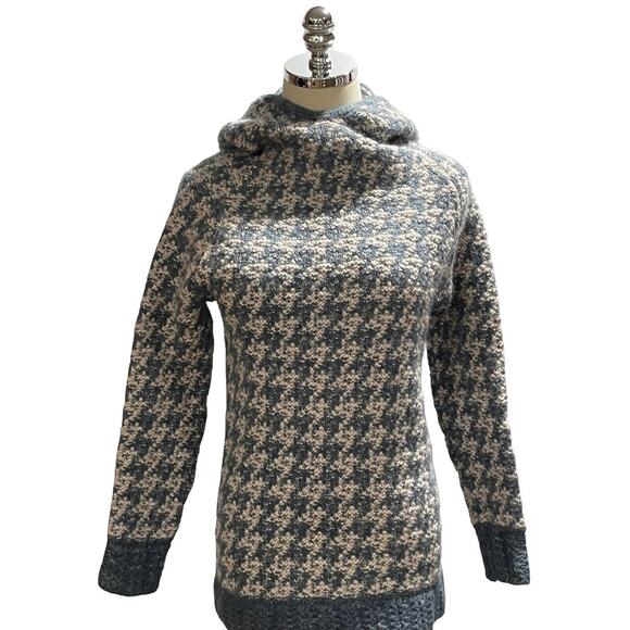 Stella McCartney Womens Crochet Hooded Thick Warm Sweater Blue White Size 38/XS‎ - Picture 1 of 14